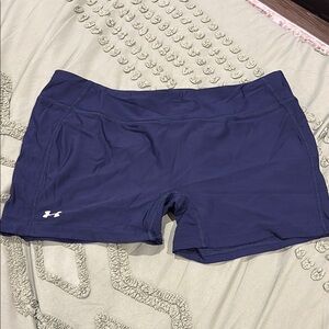 Under Armour Blue Spandex Shorts Lightweight Elastic Waist